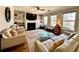 Spacious living room featuring fireplace, built-ins, and natural light at 1002 River Plantation Drive, Woodstock, GA 30188