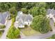 Aerial view of stately home with lush landscaping, inviting pool, and elegant driveway nestled among mature trees at 948 Saint Lyonn Cts, Marietta, GA 30068