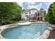 Spacious backyard with pool, hot tub, and covered outdoor living area perfect for entertaining and relaxation at 948 Saint Lyonn Cts, Marietta, GA 30068