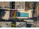 Aerial view showcases the pool, outdoor seating and dining areas at 1661 La France Ne St # 314, Atlanta, GA 30307