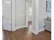 Hallway with hardwood floors and updated paint at 1013 Columbia Dr, Decatur, GA 30030
