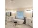 Bright bathroom features a freestanding tub, glass shower, and double sink vanity at 3655 Brisbane Dr, Marietta, GA 30062