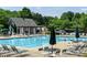 Community pool with several chairs and umbrellas perfect for relaxing on sunny days at 3655 Brisbane Dr, Marietta, GA 30062