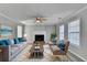 Cozy living room with comfortable seating, fireplace, and natural light at 642 Dogwood Dr, Lawrenceville, GA 30046