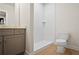 Bathroom features updated fixtures and a stand-up shower with decorative tile at 2848 Tanner Lake Nw Trl, Marietta, GA 30064