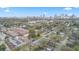 Wide aerial shot of city skyline, school, and residential neighborhood at 992 Beckwith Sw St, Atlanta, GA 30314
