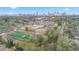 Wide aerial shot of city skyline, school, football field, and baseball field at 992 Beckwith Sw St, Atlanta, GA 30314