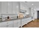 Close up of a modern kitchen with white cabinets, granite countertops, and stainless steel appliances at 7740 Nesbit Ferry Rd, Atlanta, GA 30350