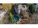 Large backyard with pool, patio, and lush landscaping, perfect for outdoor living and entertaining at 1525 Lockridge Dr, Cumming, GA 30041