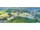 A breathtaking aerial shot shows a serene lake winding through a lush, green landscape, enhancing the property's natural appeal at 5168 Parkview Rd, Social Circle, GA 30025