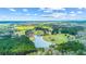 An aerial view captures rolling hills, lush forests, and a tranquil lake, offering a glimpse of the property's natural beauty at 5168 Parkview Rd, Social Circle, GA 30025