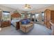 Spacious main bedroom with natural light, complemented by elegant furnishings and private balcony access at 5168 Parkview Rd, Social Circle, GA 30025