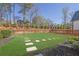 Manicured backyard featuring green grass, stepping stones and a wood fence at 812 Newsome Nw Aly, Marietta, GA 30064