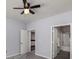 Bedroom features carpet, ceiling fan and attached bathroom and kitchen at 821 Ralph Mcgill Ne Blvd # 2210, Atlanta, GA 30306