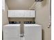 Laundry room with a washer, dryer, and white cabinets above at 3951 Lorien Nw Way, Kennesaw, GA 30152