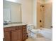 This bathroom features a shower and bathtub combo with a granite vanity at 120 Chastain Nw Rd # 1104, Kennesaw, GA 30144