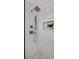 Walk-in shower features dual shower heads, white subway tiles, and custom niche for toiletries at 112 Rosaire Nw Pl, Atlanta, GA 30327