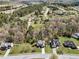 Expansive aerial view of a neighborhood showcasing well-maintained homes and lush green spaces in a wooded suburban setting at 3670 Cedar Springs Ln, Loganville, GA 30052