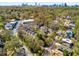 Aerial view of a neighborhood with trees and the city skyline in the distance at 1087 High Point Ne Dr, Atlanta, GA 30306