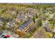 Aerial shot of townhouses in neighborhood featuring mature trees and city streets at 1087 High Point Ne Dr, Atlanta, GA 30306