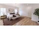 Stylishly furnished main bedroom with hardwood floors and a cozy rug beneath the bed at 585 Sherwood Ne Rd, Atlanta, GA 30324