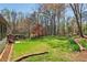 Well-kept backyard with garden beds, mature trees, and access to the home's exterior creates an inviting space at 2411 Mitchell Ne Rd, Marietta, GA 30062