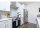 Close-up of the modern kitchen with white cabinets, stainless steel appliances, and sleek design at 224 Ormond Sw St # A, Atlanta, GA 30315