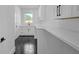 Bright laundry room features sleek, modern cabinetry, dark flooring, and a convenient sink area for added functionality at 195 Hope Hollow Rd, Loganville, GA 30052