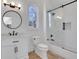 Contemporary bathroom with a glass-enclosed shower, stylish vanity, and sleek fixtures at 821 Camden Park Ct, Atlanta, GA 30342