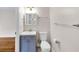 This half-bath boasts a gray vanity, hardwood floors, and new fixtures at 1991 Mcafee Pl, Decatur, GA 30032