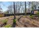 View of the backyard featuring mature trees, a fence, and lush greenery at 2382 Whites Mill Ln, Decatur, GA 30032