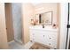 Beautiful bathroom featuring a walk-in shower with new tile and a modern vanity at 5740 Terremont Cir, Norcross, GA 30093