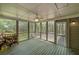 Comfortable screened-in back porch with a ceiling fan and views of the lush backyard and surrounding trees at 195 Creekside Way, Mcdonough, GA 30252
