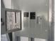 Close up of gray breaker box with open door and circuit details at 195 Creekside Way, Mcdonough, GA 30252