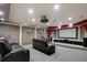 A home theater featuring comfortable seating, projector, and elegant columns at 1483 Jones Rd, Roswell, GA 30075