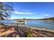 Breathtaking lake view featuring a long pier, a large boat house, and clear blue waters on a sunny day at 24 Allatoona Landing Rd #29, Cartersville, GA 30121