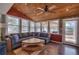 Bright sunroom with lots of windows, a ceiling fan and comfortable seating offering views of the lake at 24 Allatoona Landing Rd #29, Cartersville, GA 30121
