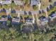 Direct aerial view featuring homes and mature trees in a well-established neighborhood at 4950 Luke Dr, Cumming, GA 30040