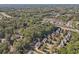 Sprawling aerial view showcases a neighborhood nestled within a dense forest, with a small lake visible at 4950 Luke Dr, Cumming, GA 30040