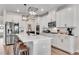 Stylish kitchen with a center island, stainless appliances, pendant lights, and white cabinetry at 708 Chipping Sparrow St, Canton, GA 30115