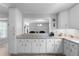 Bright kitchen with white cabinets, granite countertops, and stainless steel appliances at 8876 Ashwood Dr, Riverdale, GA 30274