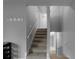 Carpeted staircase featuring neutral walls and wooden handrails, leading to the upper floor at 8876 Ashwood Dr, Riverdale, GA 30274