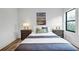 Bright bedroom with a comfortable queen-sized bed, lamps, and bedside tables at 112 Rogers Ne St # 503, Atlanta, GA 30317