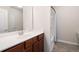 Bathroom featuring a vanity, large mirror, and shower with a curtain at 2417 Tree Arbor Way, Marietta, GA 30064