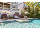 Stunning backyard pool with a raised spa, lounge seating, and lush greenery, creating a private oasis at 2033 Lee Se Rd, Smyrna, GA 30080