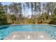 Tranquil backyard pool with clear blue water and an in-pool feature, surrounded by lush landscaping at 2033 Lee Se Rd, Smyrna, GA 30080