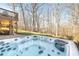 Relaxing backyard with a luxurious hot tub, and scenic views of the lush, green wooded area at 5303 Whitehaven Park Se Ln, Smyrna, GA 30126