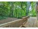 Expansive wooden deck overlooking a lush, private wooded backyard, perfect for outdoor living at 656 Channing Nw Dr, Atlanta, GA 30318
