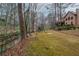Lush backyard with a gentle creek and playset at 275 Tynebrae Pl, Roswell, GA 30075