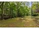 Expansive backyard featuring mature trees and a play structure, perfect for outdoor activities and relaxation at 275 Tynebrae Pl, Roswell, GA 30075